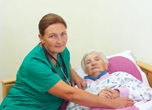 nurse taking care of a senior